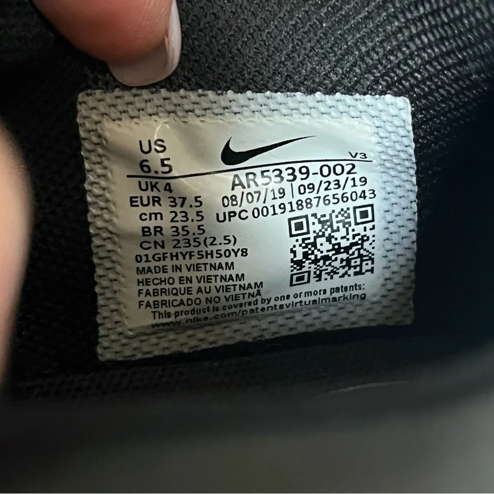 Nike Air Force 1‎ Sage Low Women's Size 6.5 Sneakers Black White AR5339-002